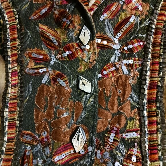 Vintage Sandy Starkman Art to Wear Embellished Mixed Media Blazer Jacket Size M - Picture 12 of 16